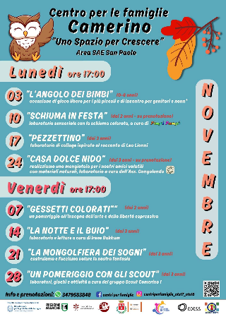 Centro per le Famiglie di Camerino: proseguono gli appuntamenti  “Uno Spazio per Crescere”